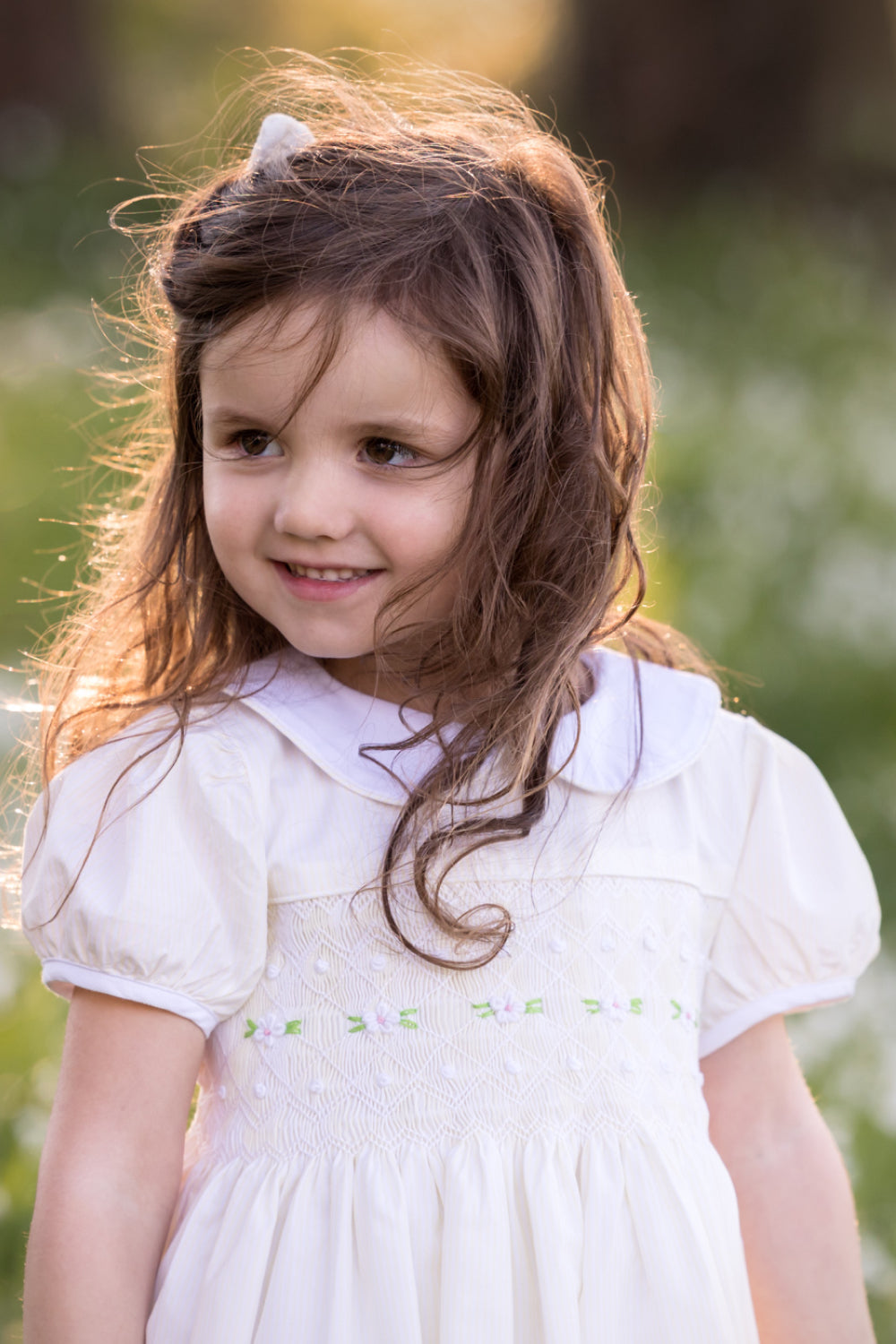 Pastel Yellow Striped Hand Smocked Dress