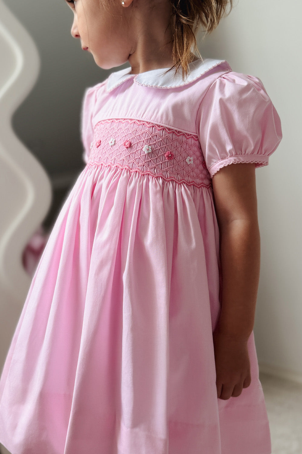 Daisy Pink Hand Smocked Dress