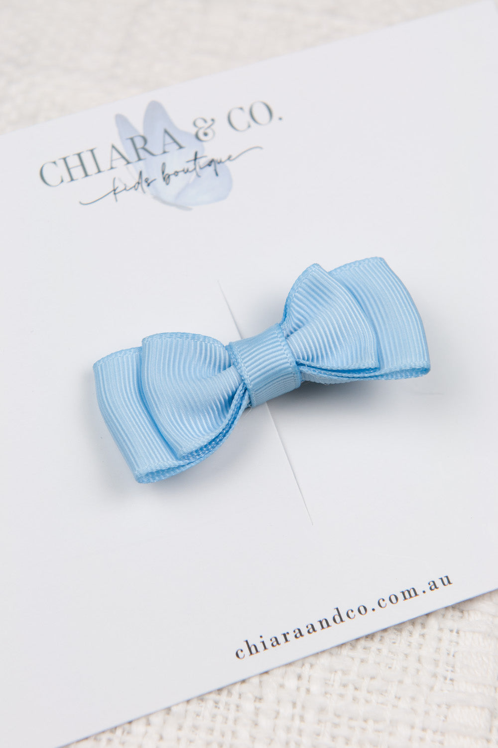 Light Blue Grosgrain Bow-Hair Clip (Medium)