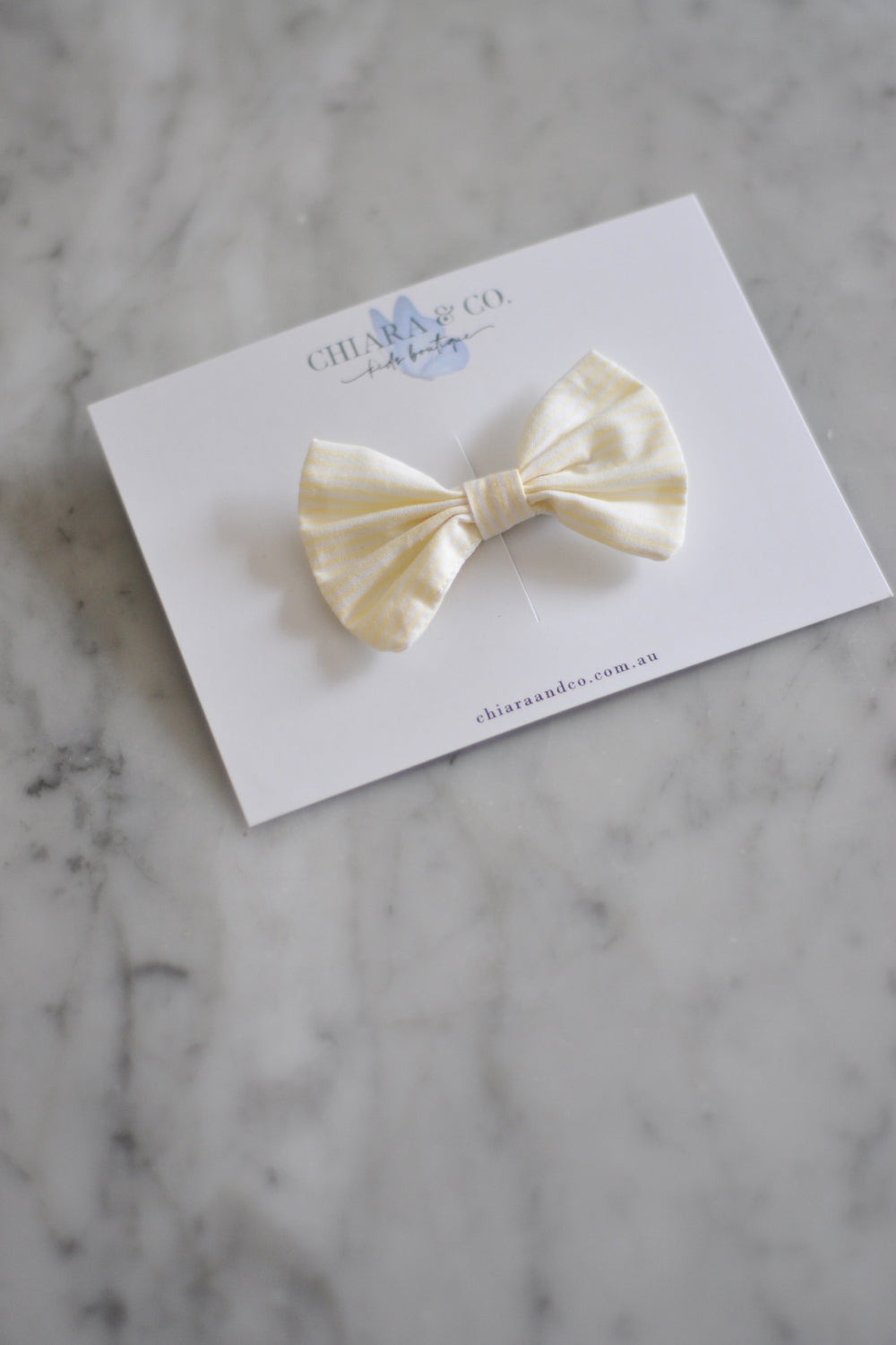 Pastel Yellow Striped Bow-Hair Clip