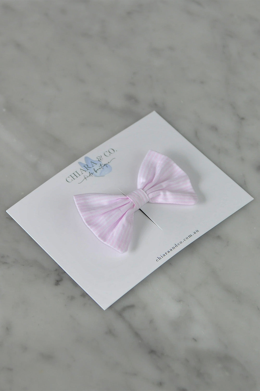 Light Pink Striped Bow-Hair Clip