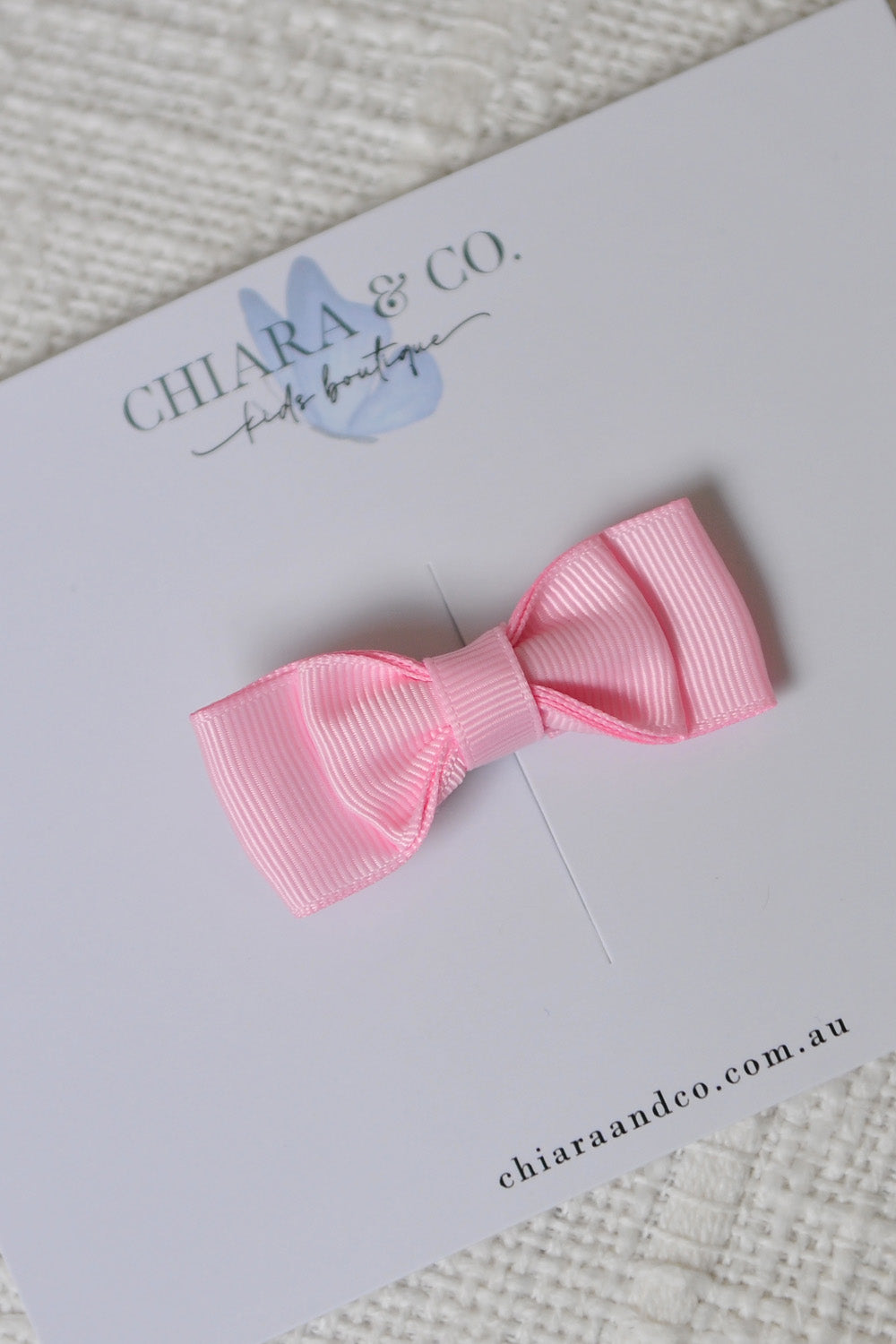 Light Pink Grosgrain Bow-Hair Clip (Medium)