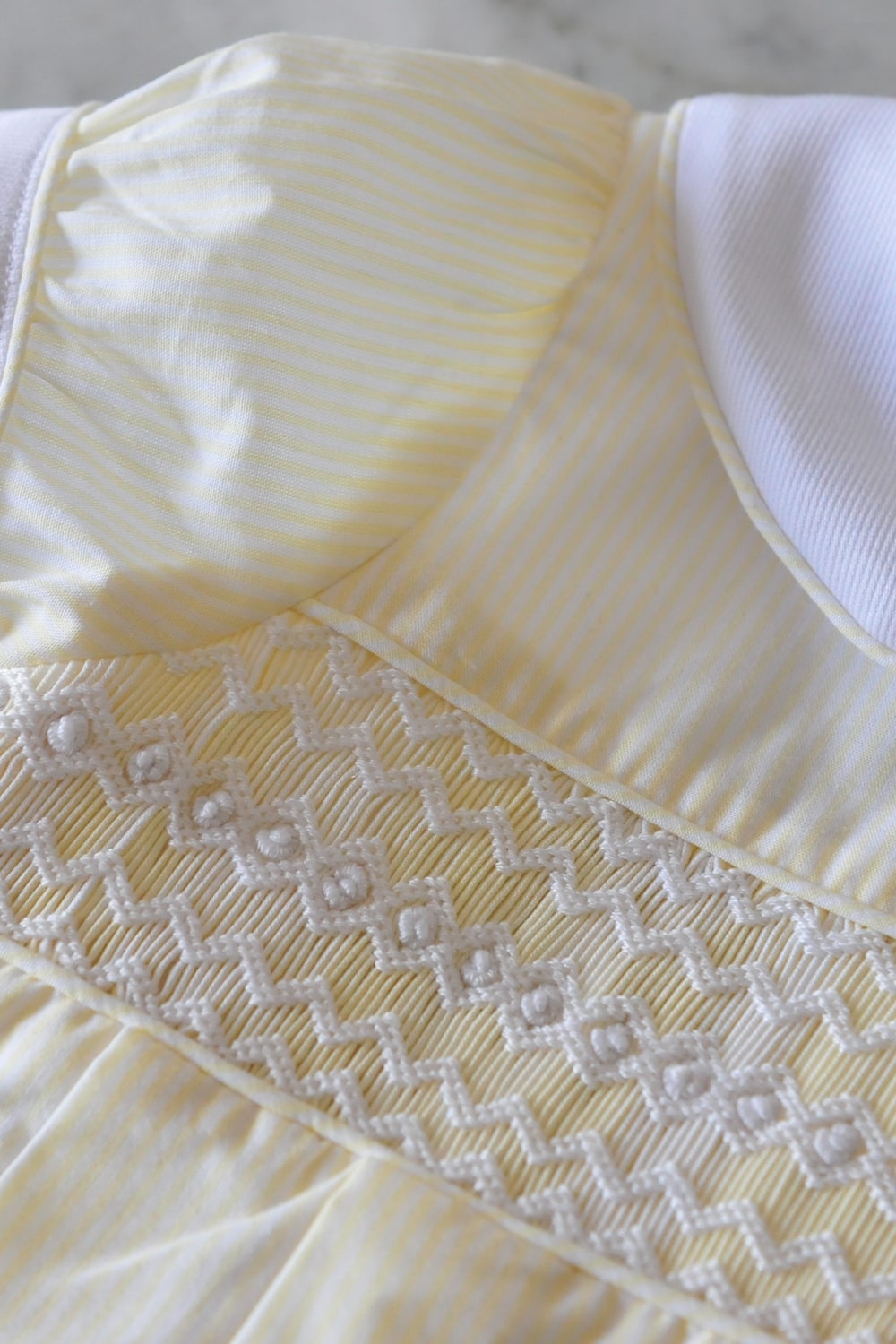 Pastel Yellow Striped Hand Smocked Bubble Romper