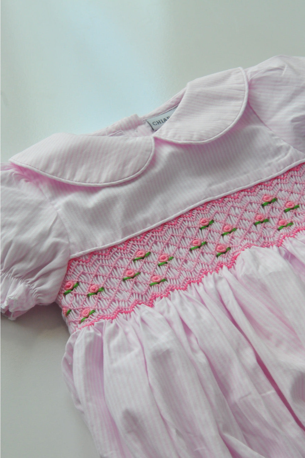 Light Pink Striped Hand Smocked Romper