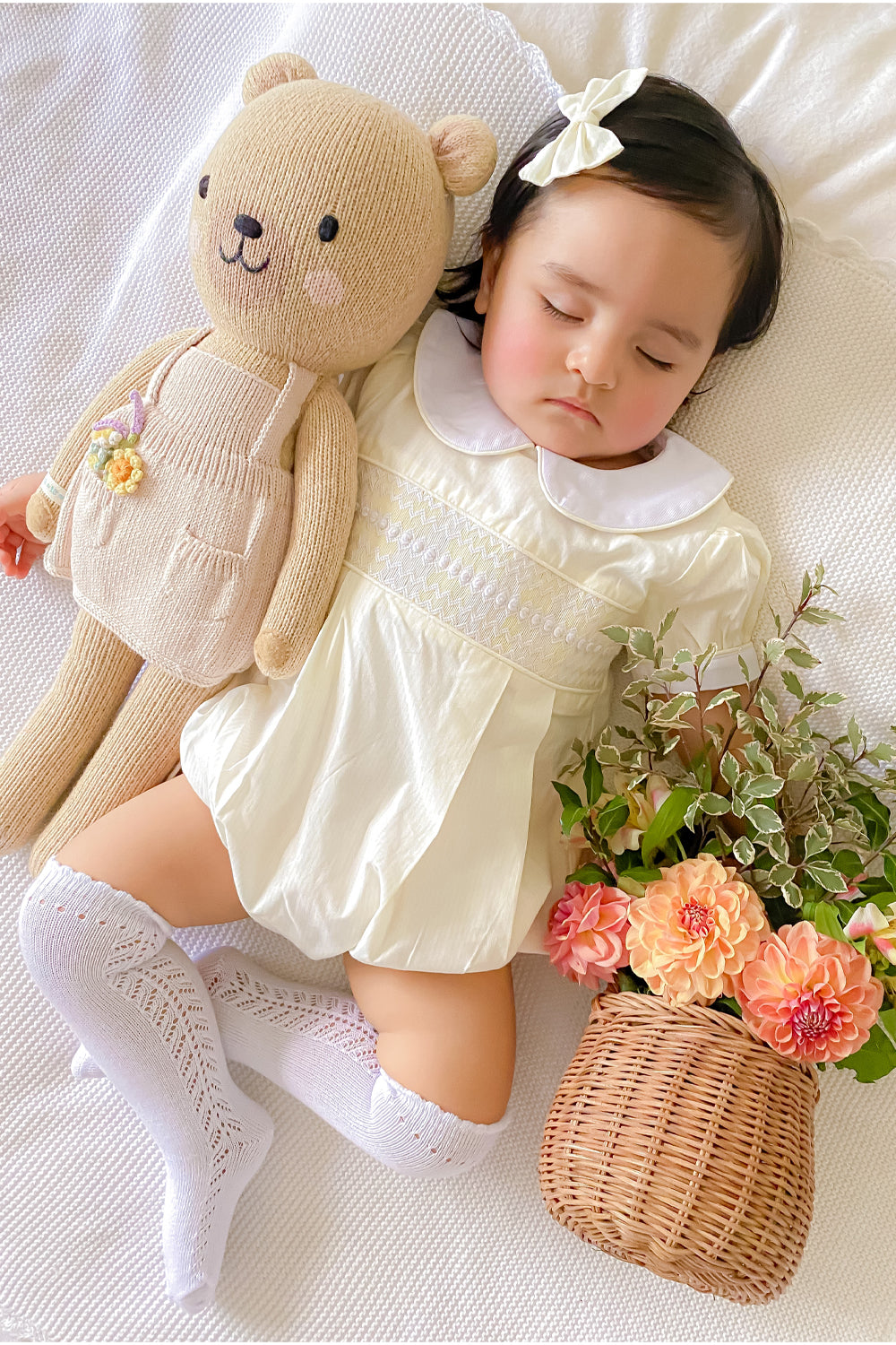 Pastel Yellow Striped Hand Smocked Bubble Romper